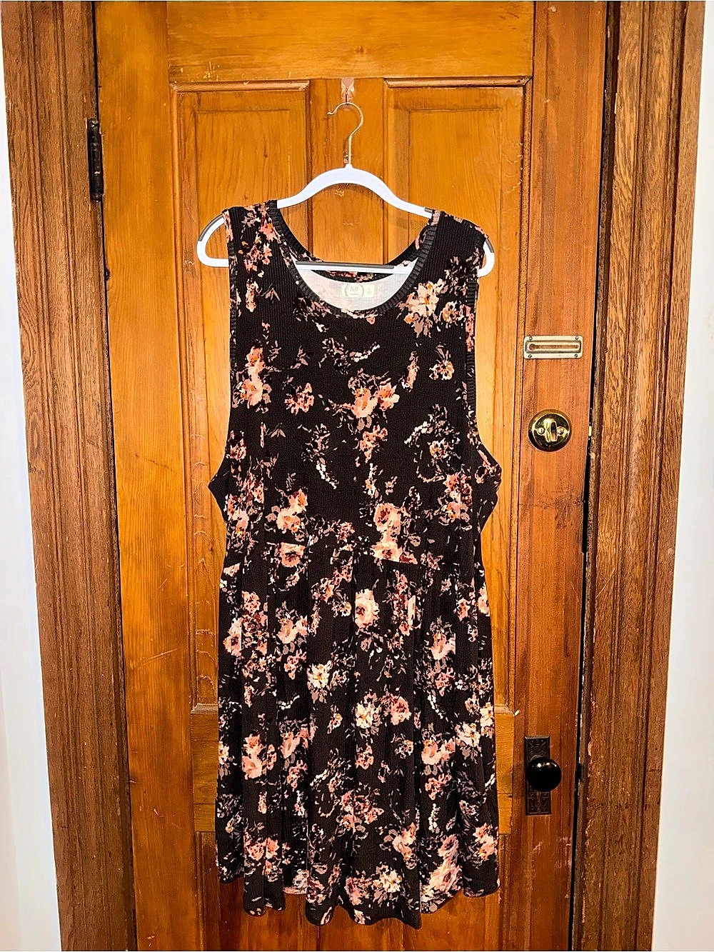 Maurices Floral Ribbed Knit Sleeveless Dress in Brown & Pink